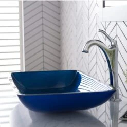 21-7/8" Irruption Blue Glass Vessel Bathroom Sink Only -Bathroom Sales Store kraus gvr 204 re so alternate image 789