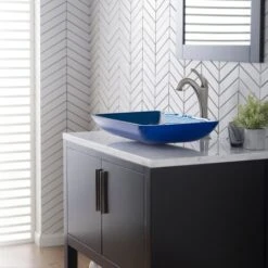 21-7/8" Irruption Blue Glass Vessel Bathroom Sink Only -Bathroom Sales Store kraus gvr 204 re so alternate image 790