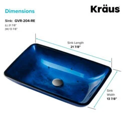 21-7/8" Irruption Blue Glass Vessel Bathroom Sink Only -Bathroom Sales Store kraus gvr 204 re so alternate image 791
