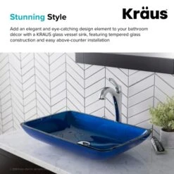 21-7/8" Irruption Blue Glass Vessel Bathroom Sink Only -Bathroom Sales Store kraus gvr 204 re so alternate image 792