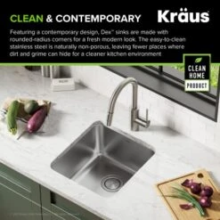 Dex 17" Undermount Single Bowl 16 Gauge Stainless Steel Kitchen Sink 19 Dex 17" Undermount Single Bowl 16 Gauge Stainless Steel Kitchen Sink -Bathroom Sales Store kraus ka1us17b alternate image 817