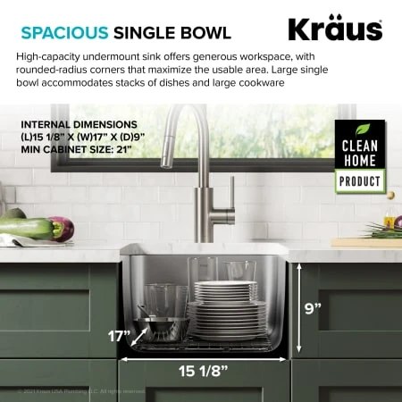 Dex 17" Undermount Single Bowl 16 Gauge Stainless Steel Kitchen Sink 9 Dex 17" Undermount Single Bowl 16 Gauge Stainless Steel Kitchen Sink - Image 7