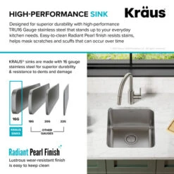 Dex 17" Undermount Single Bowl 16 Gauge Stainless Steel Kitchen Sink 21 Dex 17" Undermount Single Bowl 16 Gauge Stainless Steel Kitchen Sink -Bathroom Sales Store kraus ka1us17b alternate image 819