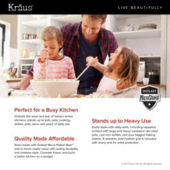 Outlast MicroShield 32" Scratch Resistant Double Basin Kitchen Sink For Undermount Installations - Basin Racks And Basket Strainers Included -Bathroom Sales Store kraus kbu24e outlast microshield infographic 324
