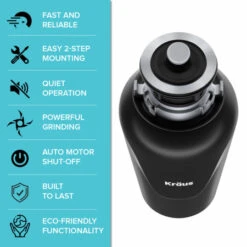 Premier Kitchen 32-1/4" Undermount Double Basin Stainless Steel Kitchen Sink With Basin Rack, Basket Strainer, And Garbage Disposal -Bathroom Sales Store kraus kbu32 100 75mb alternate view 45