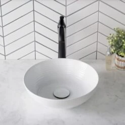Viva 13" Circular Vitreous China Vessel Bathroom Sink With Pop-Up Drain Assembly -Bathroom Sales Store kraus kcv 204g 20 alternate image 1307
