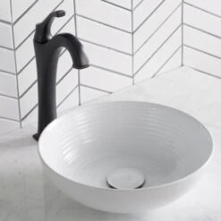 Viva 13" Circular Vitreous China Vessel Bathroom Sink With Pop-Up Drain Assembly -Bathroom Sales Store kraus kcv 204g 20 alternate image 1308