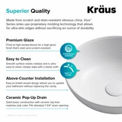 Viva 13" Circular Vitreous China Vessel Bathroom Sink With Pop-Up Drain Assembly -Bathroom Sales Store kraus kcv 204g 20 alternate image 1312