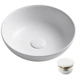 Viva 13" Circular Vitreous China Vessel Bathroom Sink With Pop-Up Drain Assembly
