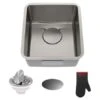 Dex 17" Single Basin 16 Gauge Stainless Steel Kitchen Sink For Undermount Installations With DrainAssure™, VersiDrain™, And NoiseDefend™