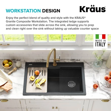 Bellucci 33" Drop In Single Basin Granite Composite Kitchen Sink With Basket Strainer, Cutting Board, And Drain Board 14 Bellucci 33" Drop In Single Basin Granite Composite Kitchen Sink With Basket Strainer, Cutting Board, And Drain Board - Image 12