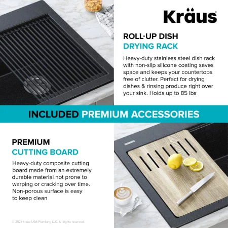 Bellucci 33" Drop In Single Basin Granite Composite Kitchen Sink With Basket Strainer, Cutting Board, And Drain Board 16 Bellucci 33" Drop In Single Basin Granite Composite Kitchen Sink With Basket Strainer, Cutting Board, And Drain Board - Image 14