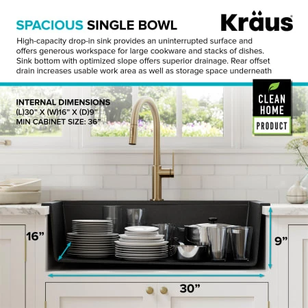 Bellucci 33" Drop In Single Basin Granite Composite Kitchen Sink With Basket Strainer, Cutting Board, And Drain Board 19 Bellucci 33" Drop In Single Basin Granite Composite Kitchen Sink With Basket Strainer, Cutting Board, And Drain Board - Image 17