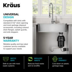 Standart PRO 30" Undermount Single Basin Stainless Steel Kitchen Sink With Basin Rack, Basket Strainer, Cutting Board, And Garbage Disposal -Bathroom Sales Store kraus khu100 30 100 100 alternate image 219