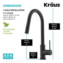 Oletto 1.8 GPM Single Hole Pull Down Kitchen Faucet -Bathroom Sales Store kraus ktf 3104 alternate image 288