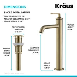 Pack Of (2) Ramus 1.2 GPM Vessel Single Hole Bathroom Faucet With Pop-Up Drain Assembly -Bathroom Sales Store kraus kvf 1220 2pk alternate view 850