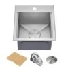 Kore 15" Drop In Single Basin Stainless Steel Bar Sink With Basket Strainer And Cutting Board 1 Kore 15" Drop In Single Basin Stainless Steel Bar Sink With Basket Strainer And Cutting Board -Bathroom Sales Store kraus kwt321 15 578883