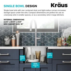 Kore 15" Drop In Single Basin Stainless Steel Bar Sink With Basket Strainer And Cutting Board -Bathroom Sales Store kraus kwt321 15 alternate image 122