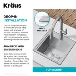 Kore 15" Drop In Single Basin Stainless Steel Bar Sink With Basket Strainer And Cutting Board -Bathroom Sales Store kraus kwt321 15 alternate image 312