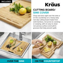 Kore 15" Drop In Single Basin Stainless Steel Bar Sink With Basket Strainer And Cutting Board -Bathroom Sales Store kraus kwt321 15 alternate image 313