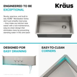 Kore 30" Undermount Single Basin Stainless Steel Kitchen Sink With Basin Rack, Basket Strainer, Cutting Board, And Garbage Disposal -Bathroom Sales Store kraus kwu110 30 100 100 alternate image 321