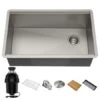Kore 30" Undermount Single Basin Stainless Steel Kitchen Sink With Basin Rack, Basket Strainer, Cutting Board, And Garbage Disposal -Bathroom Sales Store kraus kwu110 30 100 100mb 2880518