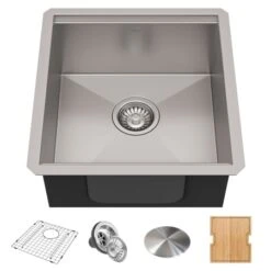 Kore 17" Undermount Single Basin Stainless Steel Workstation Sink With Integrated Ledge And Accessories