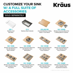 Kore 17" Undermount Single Basin Stainless Steel Workstation Sink With Integrated Ledge And Accessories -Bathroom Sales Store kraus kwu111 17 alternate image 2912