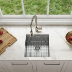 Kore 17" Undermount Single Basin Stainless Steel Workstation Sink With Integrated Ledge And Accessories -Bathroom Sales Store kraus kwu111 17 alternate image 2920