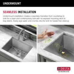 Delta Rivet 24” Workstation Laundry Utility Kitchen Sink Undermount 16 Gauge Stainless Steel Single Bowl With WorkFlow Ledge And Accessories -Bathroom Sales Store l08h5whfzsvi3mloq31d