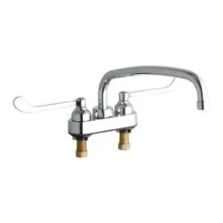 ADA 4" Centerset Exposed Utility Faucet With 12" Reach Arc Tube Spout And 6" Blade Handles