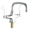 ADA Single Hole Concealed Deck Utility Faucet With 10" Reach Arc Tube Spout And 4" Blade Handles