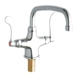 ADA Single Hole Concealed Deck Utility Faucet With 10" Reach Arc Tube Spout And 4" Blade Handles