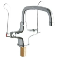 ADA Single Hole Concealed Deck Utility Faucet With 10" Reach Arc Tube Spout And 6" Blade Handles