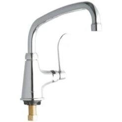 ADA Single Hole Single Control Deck Mount Classroom Faucet With 10" Reach Arc Tube Spout And 4" Blade Handle - Cold Water Only