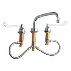 9-1/8" ADA Single Hole Concealed Deck Utility Faucet With 8" Reach Arc Tube Spout And 6" Blade Handles