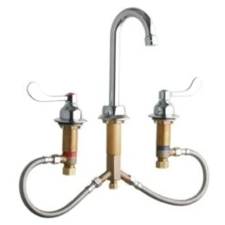 11-5/16" ADA 8" Centerset Concealed Deck Utility Faucet With 3-5/8" Reach Gooseneck Spout And 4" Blade Handles