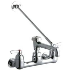 ADA 8" Centerset Wall Mount Service Sink Faucet With 6-1/2" Reach Bucket Hook Spout