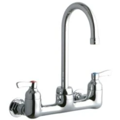 ADA 8" Centerset Wall Mount Service Sink Faucet With 5-1/8" Reach Gooseneck Spout