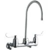 8" Centerset Wall Mount Service Sink Faucet With 8" Reach Gooseneck Spout And 4" Blade Handles -Bathroom Sales Store lk940gn08t4s