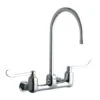 ADA 8" Centerset Wall Mount Service Sink Faucet With 8" Reach Gooseneck Spout And 6" Blade Handles -Bathroom Sales Store lk940gn08t6h