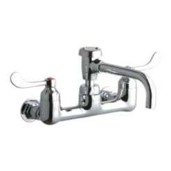 ADA 8" Centerset Wall Mount Service Sink Faucet With 6-1/2" Reach Vented Spout And 4" Blade Handles