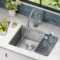 Delta Lorelai 17” Workstation Bar/Prep Kitchen Sink Undermount 16 Gauge Stainless Steel Single Bowl With WorkFlow Ledge And Accessories -Bathroom Sales Store lkj3wdozgp0c3cp9ct2g