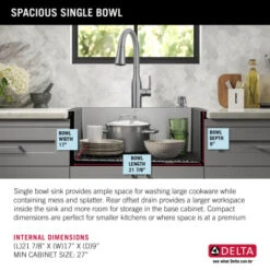 Delta Marca 25" Undermount Single Basin Stainless Steel Kitchen Sink -Bathroom Sales Store lrvgaf8tpjksjwuayqiu