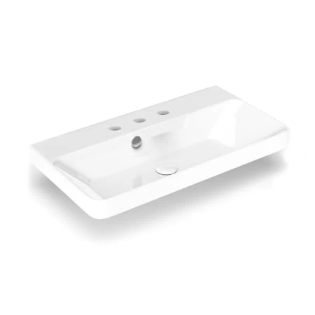 Luxury 27-5/8" Rectangular Ceramic Drop In Or Wall Mounted Bathroom Sink With Overflow And 3 Faucet Holes At 8" Centers 3 Luxury 27-5/8" Rectangular Ceramic Drop In Or Wall Mounted Bathroom Sink With Overflow And 3 Faucet Holes At 8" Centers