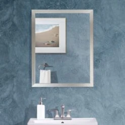 24" Wide Rectangular Flat Aluminum Framed Wall Mounted Bathroom Mirror