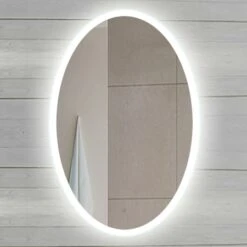 24" W X 36" H Oval Frameless Wall Mounted Mirror With LED Lighting And IR Sensor