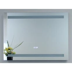50" W X 36" H Rectangular Frameless Wall Mounted Mirror With LED Lighting And Digital Clock -Bathroom Sales Store miseno mm5036ledr alternate view 1 73