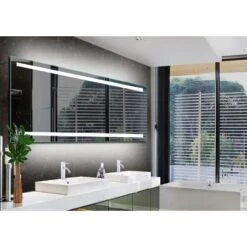 50" W X 36" H Rectangular Frameless Wall Mounted Mirror With LED Lighting And Digital Clock -Bathroom Sales Store miseno mm5036ledr alternate view 3 75