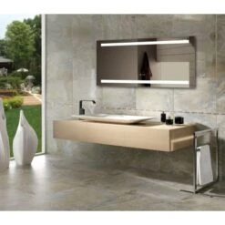 50" W X 36" H Rectangular Frameless Wall Mounted Mirror With LED Lighting And Digital Clock -Bathroom Sales Store miseno mm5036ledr alternate view 5 77